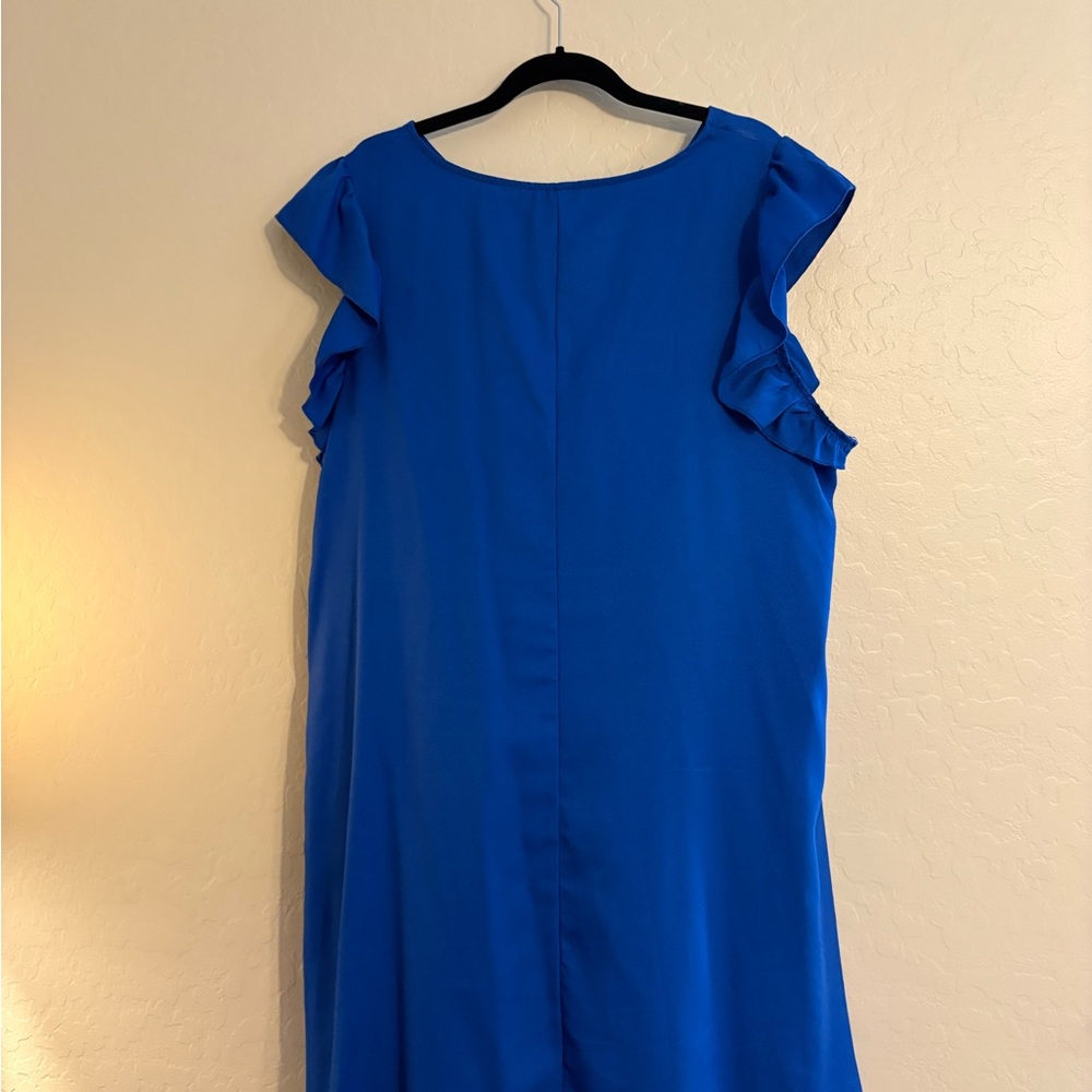SHEIN Royal Blue Ruffle Sleeve Midi Dress